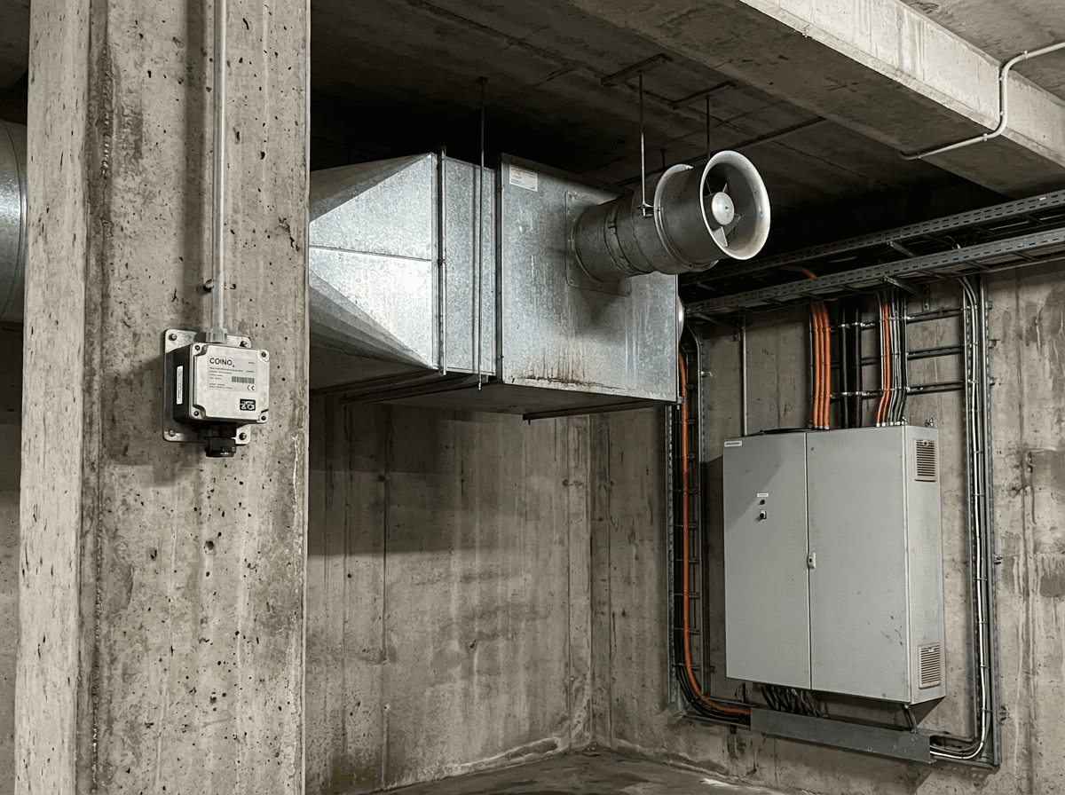 Sådan er et parkeringsventilationsanlæg bygget op