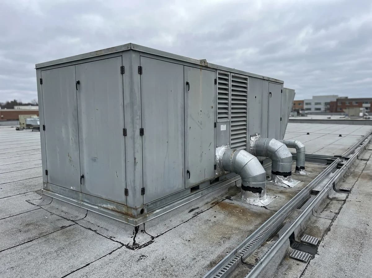Tagmonteret og udendørs ventilationsaggregat